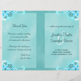 Dark Aqua Blue Floral - Blauwgroen bi-Fold Wedding