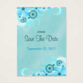 Dark Aqua Blue Floral Wedding Mini bespaart de dat Visitekaartjes (Voorkant)