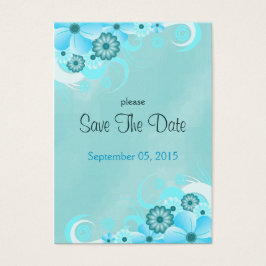 Dark Aqua Blue Floral Wedding Mini bespaart de dat Visitekaartjes