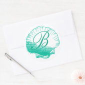 Dark Aqua Monogrammed Zee Shell Sticker (Envelop)