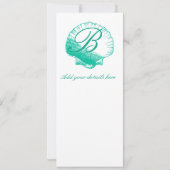 Dark Aqua Shell Beach Wedding Invitations Kaart (Achterkant)