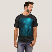 Dark Aquatic Warrior & Sea Beast Fantasy Art T-shirt (Voorkant volledig)