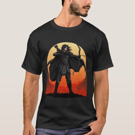 Dark Archer Warrior bij zonsondergang T-shirt (Voorkant)