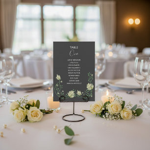 Dark Art deco bloemen Tafelnummer Zitenkaart