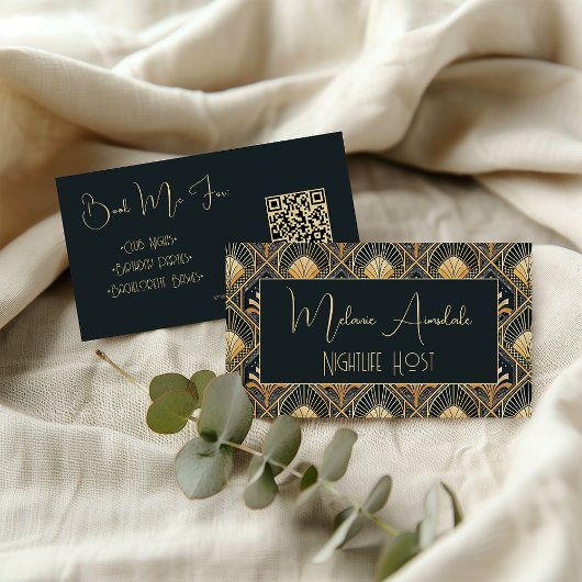 Dark Art Deco QR Code Visitekaartje