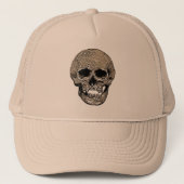 Dark Art Gothic Cranium Vector Illustratie Bruin Trucker Pet (Voorkant)