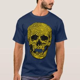 Dark Art Gothic Cranium Vector Illustratie Geel T-shirt