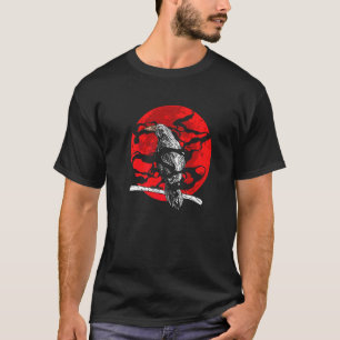 Dark Art Red Moon Norse Viking Raven Gothic Black T-shirt