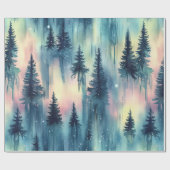Dark Aurora Borealis Night Forest (10) Cadeaupapier (Vlak)