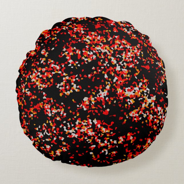 Dark Autumn Confetti Rond Kussen (Voorkant)