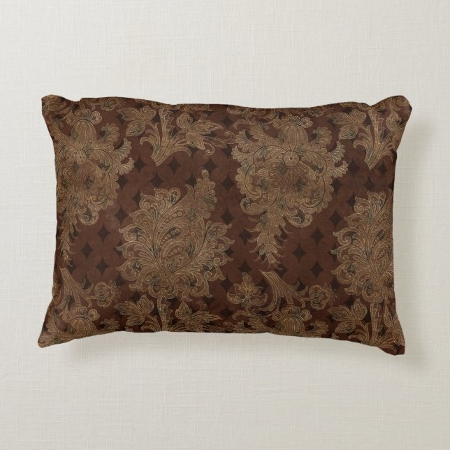 Dark Autumn Damask Accent Kussen (Achterkant)