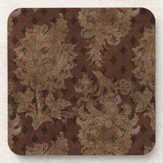 Dark Autumn Damask Bier Onderzetter (Voorkant)