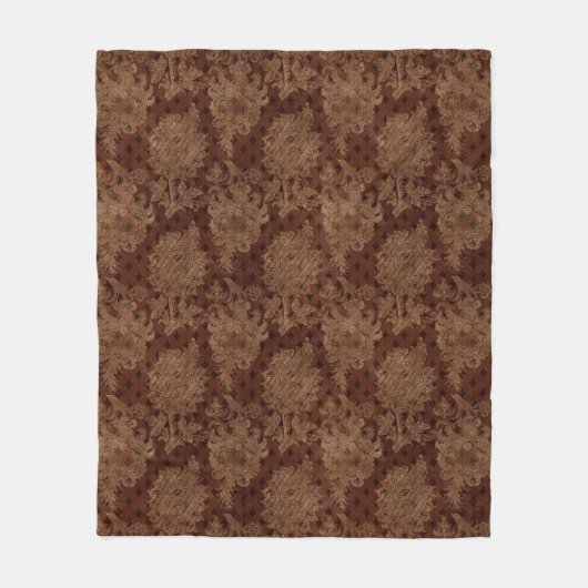 Dark Autumn Damask Fleece Deken (Voorkant)