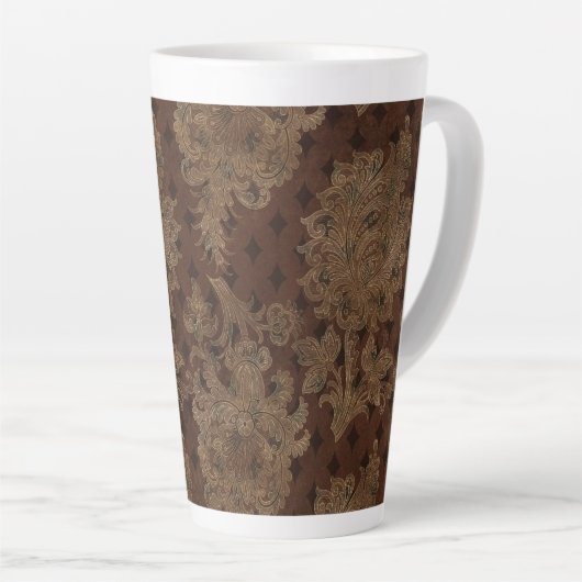 Dark Autumn Damask Latte Mok (Rechterhoek)