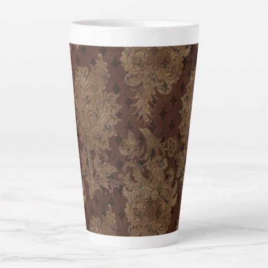 Dark Autumn Damask Latte Mok (Voorkant)