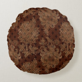 Dark Autumn Damask Rond Kussen