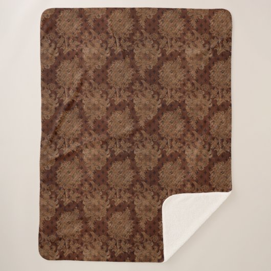 Dark Autumn Damask Sherpa Deken (Voorkant)