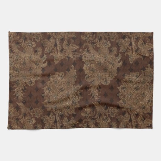 Dark Autumn Damask Theedoek (Horizontaal)