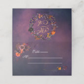 Dark Autumn Floral Gothic Monogram Paarse Plaatskaartje (Buitenkant ongevouwen)