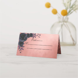 Dark Autumn Floral Gothic Monogram Paarse Plaatskaartje