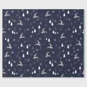 Dark Background Wrapping Paper with Silver Reindee Cadeaupapier (Vlak)
