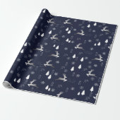 Dark Background Wrapping Paper with Silver Reindee Cadeaupapier (Uitgerold)