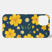 Dark Background Yellow Floral iPhone Hoesje (Achterkant horizontaal)