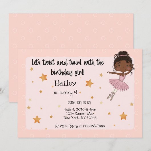Dark Ballerina Party uitnodiging (Voorkant / Achterkant)