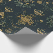 Dark Baroque Gold Ornament Wrapping Paper Cadeaupapier (Hoek)