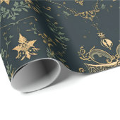 Dark Baroque Gold Ornament Wrapping Paper Cadeaupapier (Rol Hoek)