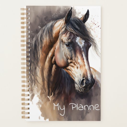 Dark Bay Horse Waterverf Daily Planner (Voorkant)