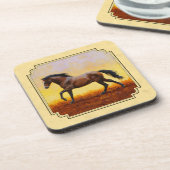 Dark Bay Horse Yellow Bier Onderzetter (Linkerzijde)