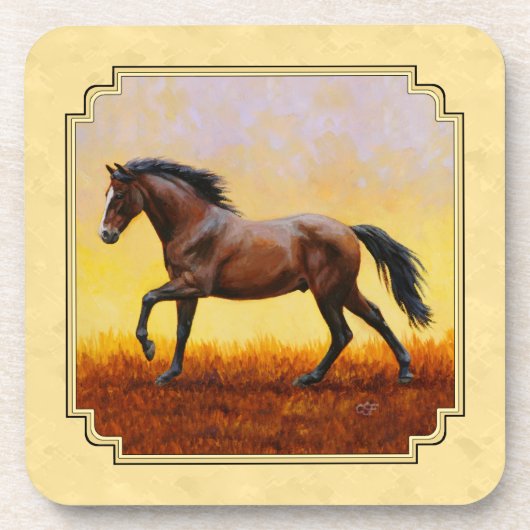 Dark Bay Horse Yellow Bier Onderzetter (Voorkant)