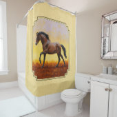 Dark Bay Horse Yellow Douchegordijn (In situ)
