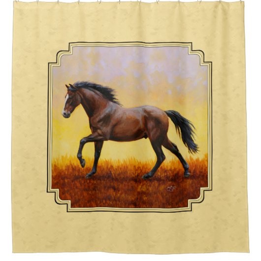 Dark Bay Horse Yellow Douchegordijn (Voorkant)