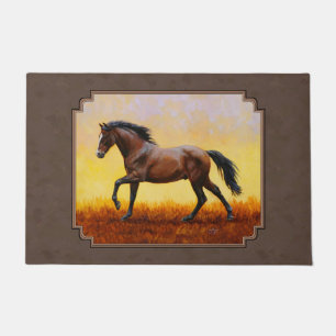 Dark Bay Running Horse Taupe Deurmat