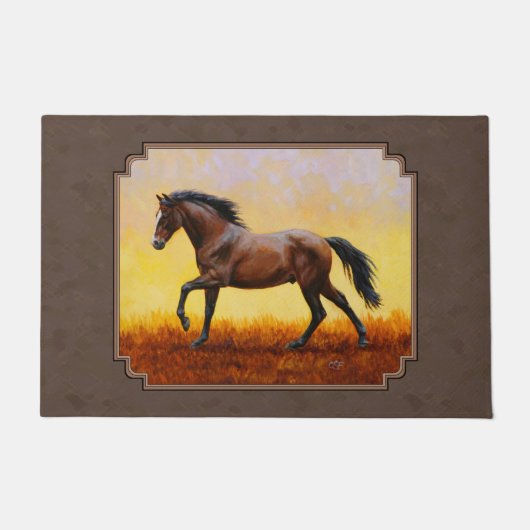 Dark Bay Running Horse Taupe Deurmat (Voorkant)