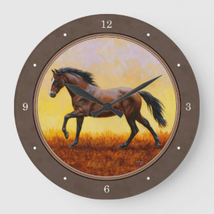 Dark Bay Running Horse Taupe Grote Klok