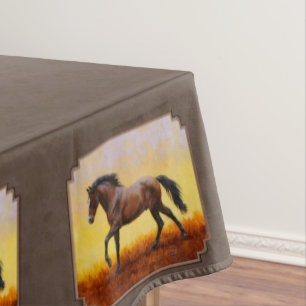 Dark Bay Running Horse Taupe Tafelkleed
