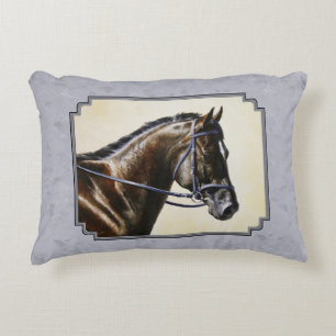 Dark Bay Sport Horse Grey Decoratief Kussen