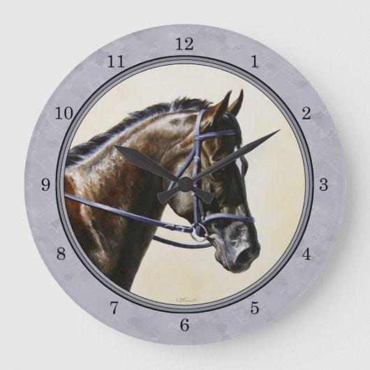 Dark Bay Sport Horse Grey Grote Klok (Voorkant)