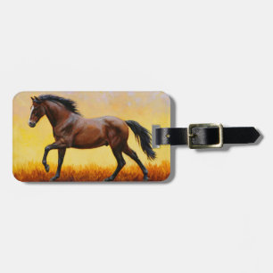 Dark Bay Stallion Horse Galloping Bagagelabel