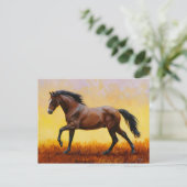 Dark Bay Stallion Horse Galloping Briefkaart (Staand voorkant)