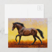 Dark Bay Stallion Horse Galloping Briefkaart (Voorkant / Achterkant)