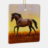 Dark Bay Stallion Horse Galloping Keramisch Ornament (Rechts)