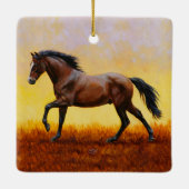 Dark Bay Stallion Horse Galloping Keramisch Ornament (Achterkant)