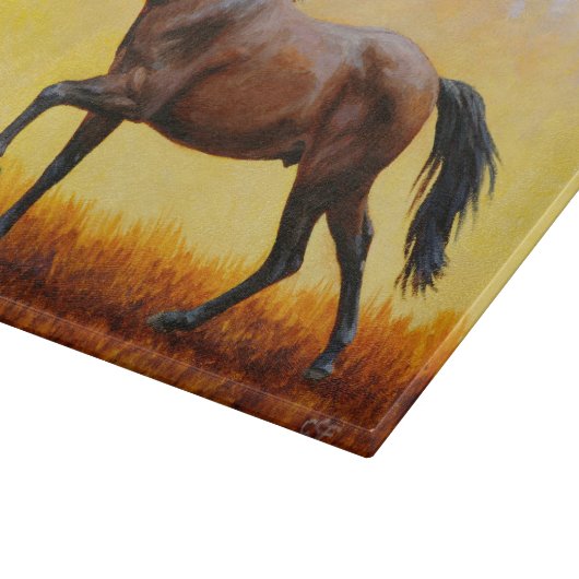 Dark Bay Stallion Horse Galloping Snijplank (Hoek)