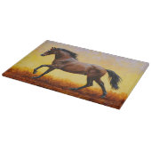 Dark Bay Stallion Horse Galloping Snijplank (Hoek)
