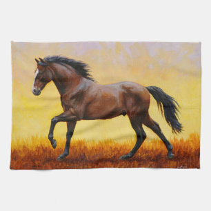 Dark Bay Stallion Horse Galloping Theedoek