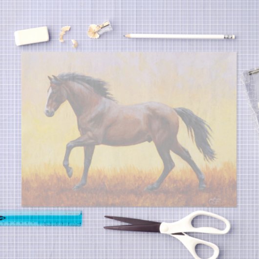 Dark Bay Stallion Horse Galloping Tissuepapier (Craft)